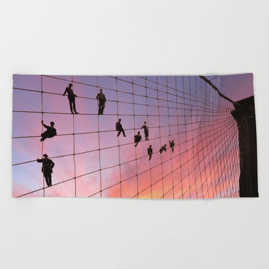 Brooklyn Bridge Painters Quitting Time Beach Towel