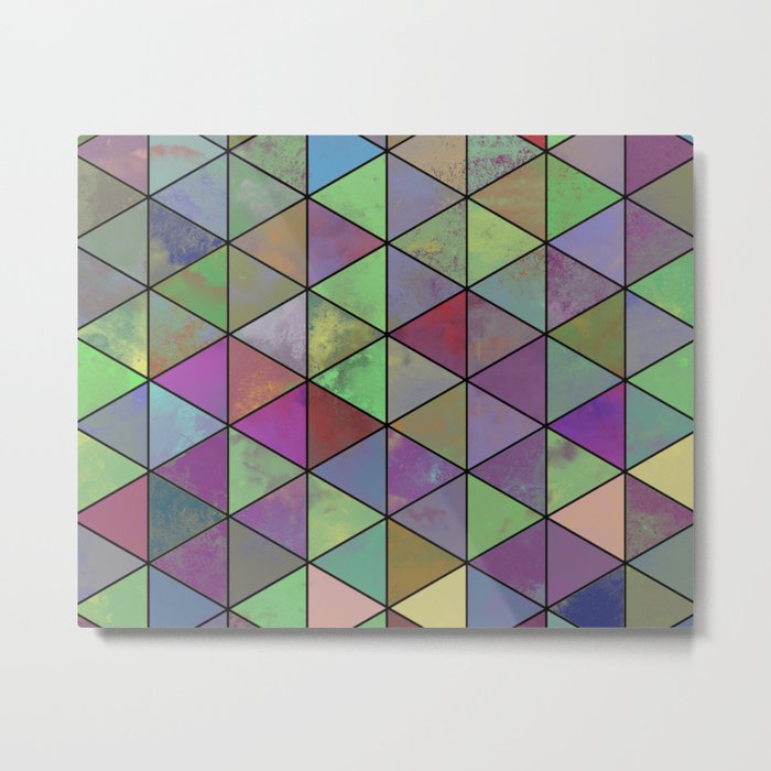 Pastel Triangulation - Abstract, textured, geometric painting Metal Print