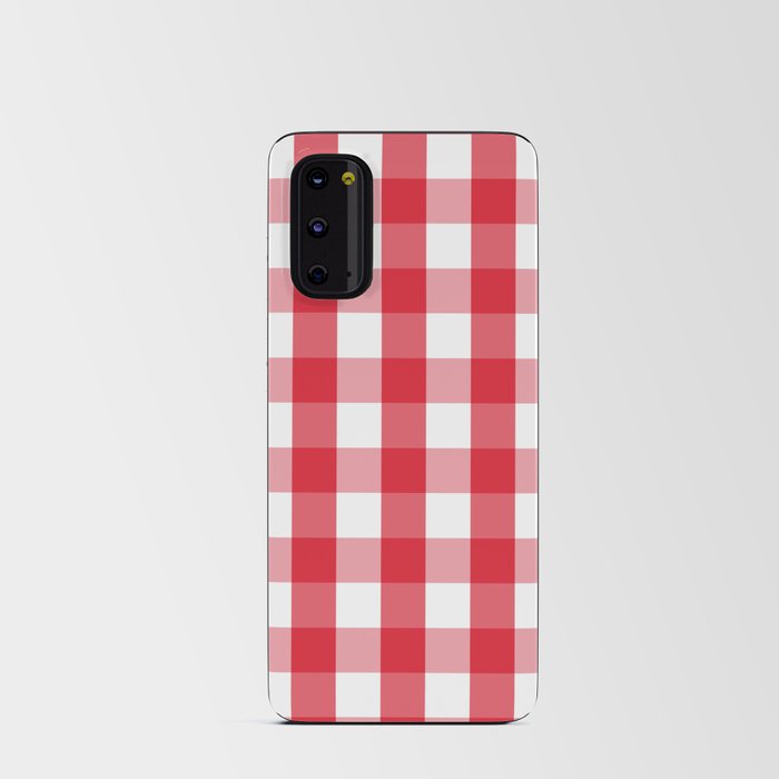 Gingham Plaid Pattern (red/white) Android Card Case
