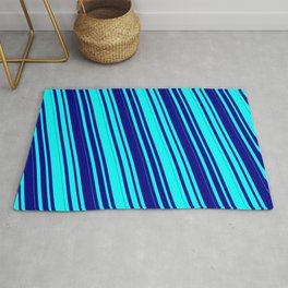 [ Thumbnail: Cyan & Blue Colored Lined Pattern Rug ]