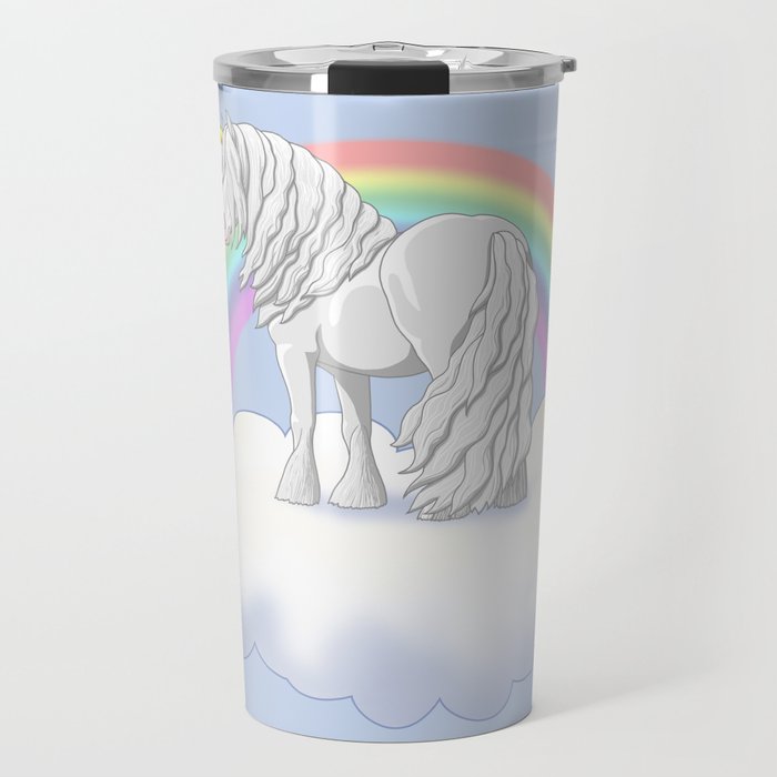 Rainbow Unicorn Gypsy Vanner Draft Horse Travel Mug