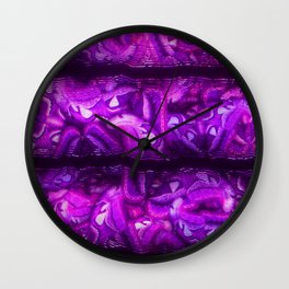 Purple Glitch Stripes Wall Clock