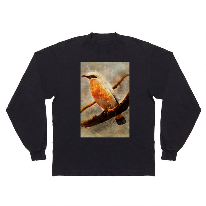 Orange and white bird on the branch Long Sleeve T Shirt