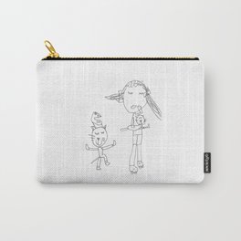 Girl and the Tom Cat Carry-All Pouch | Drawing, Digital, Summer, Bird, Graphite, Girl, Spring, Tomcat, Kiddrawing, Cat 