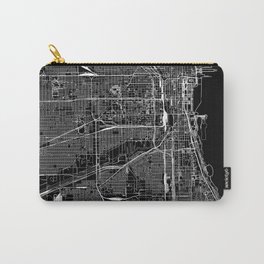 Chicago Black Map Carry-All Pouch | Streetmap, Map, Abstract, Graphic, Illustration, Black and White, Graphicdesign, Modern, Minimal, Chicagomap 