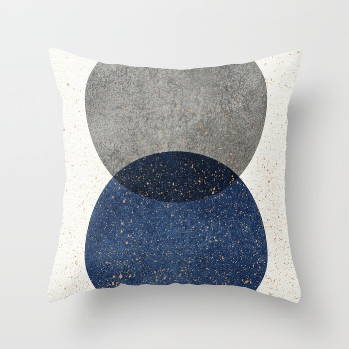 Circle Abstract - Grey Navy Texture Throw Pillow