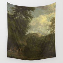 Arcadian Landscape with Diana Bathing, Johannes Glauber, 1680 - 1726 Wall Tapestry