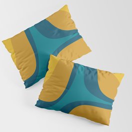 Retro Groove Mustard Teal - Minimalist Mid Century Abstract Pattern Pillow Sham