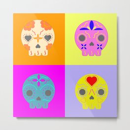 Pop Art Sugar Skull Metal Print | Catrina, Curated, November, Sugarskull, Homedecor, Mexicancelebration, Popart, Mexicancalavera, Diademuertos, Halloweendecor 