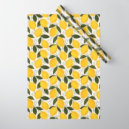 Mediterranean Summer Lemons Pattern Wrapping Paper