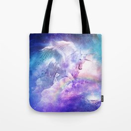 Andromeda Tote Bag | Mixed Media, Horse, Rainbow, Painting, Unicorn, Space, Animal 