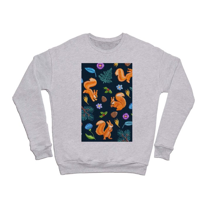 Squirrels - hand-painted in embroidery style Crewneck Sweatshirt