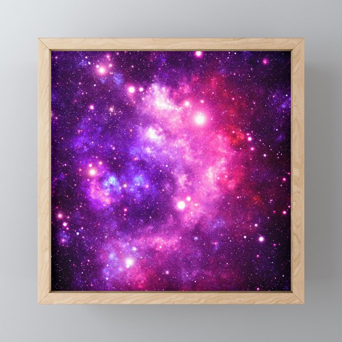 Purple Hot Pink Galaxy Nebula Framed Mini Art Print