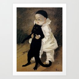 “Pierrot and the Cat” by Theophile Steinlen Art Print