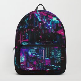 Cyberpunk Vaporwave City Backpack | Retro, Graphicdesign, Vaporwave, Glitch, 80S, Galaxy, Cyberpunk, 2049, Aesthetic, Scifi 