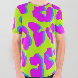 Leopard Print Pink Green Blue All Over Graphic Tee