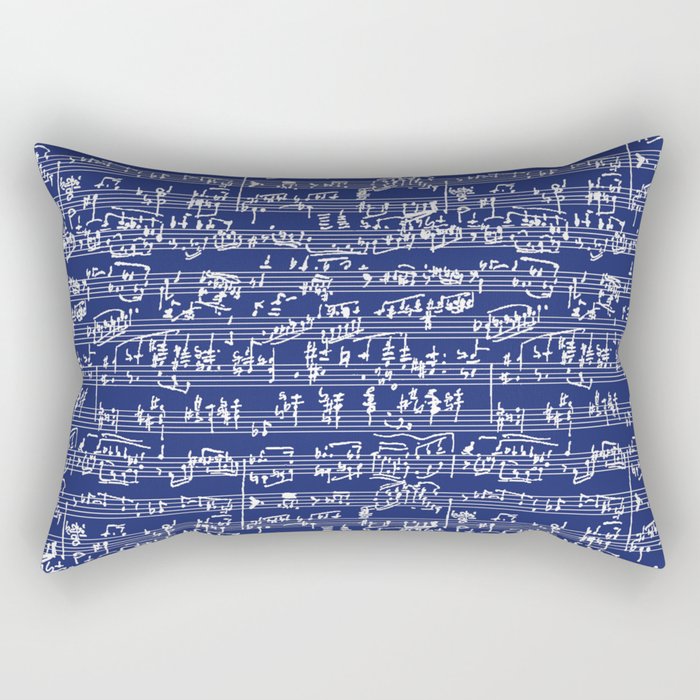 Hand Written Sheet Music // Midnight Blue Rectangular Pillow
