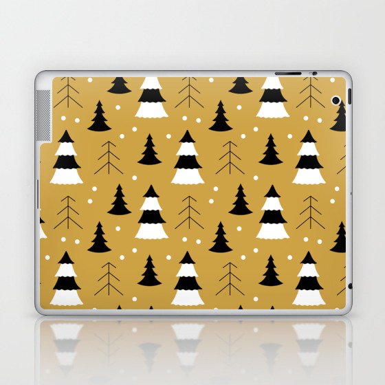 Christmas Pattern Yellow Tree Laptop & iPad Skin