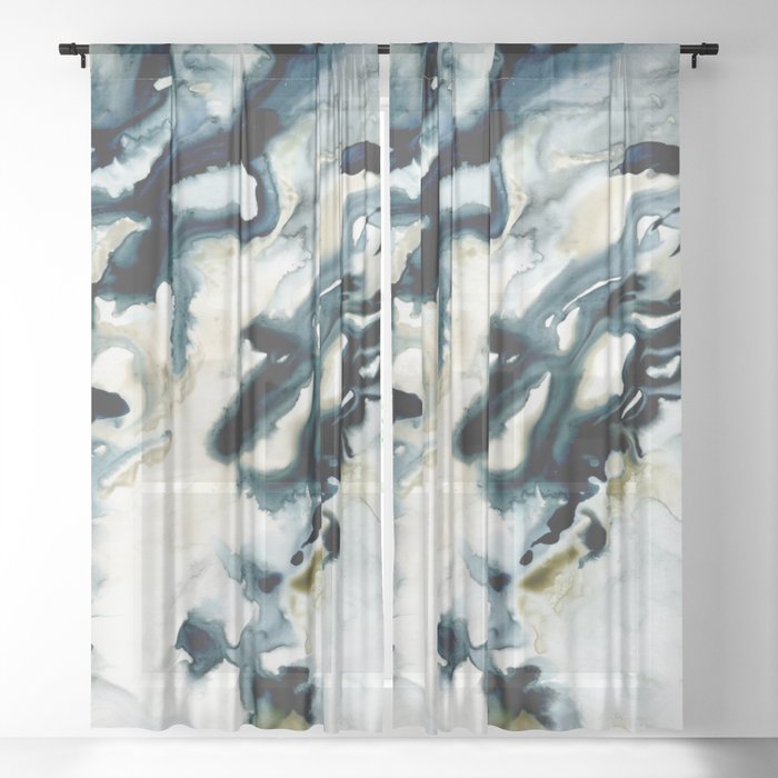 Blue Abstract Sheer Curtain