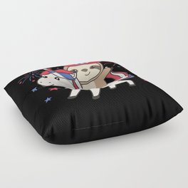 Sloth With Unicorn For Fourth Of July Fireworks Floor Pillow
