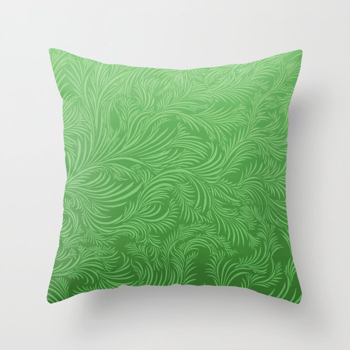 GREEN DAMASK LEAF BACKROUND. Throw Pillow