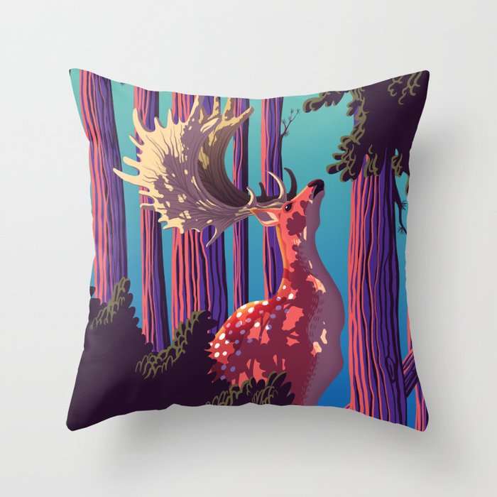 Deer at Sunset Throw Pillow