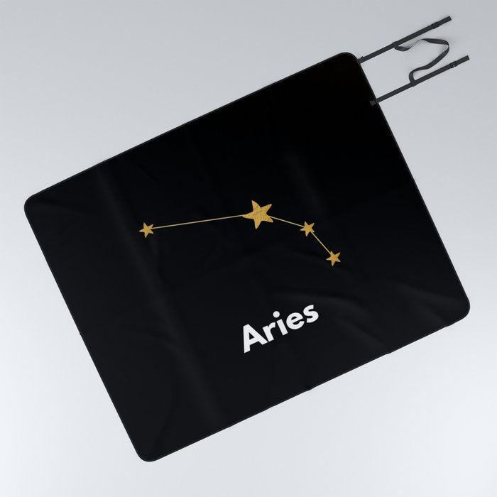 Aries, Aries Zodiac, Black Picnic Blanket