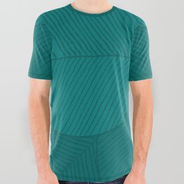 Minimal Tropical Leaves Green Teal All Over Graphic Tee