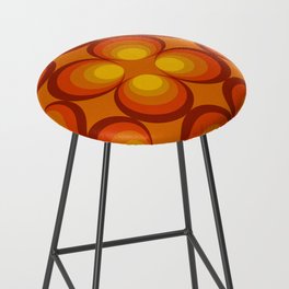 70s Circle Design - Orange Background Bar Stool