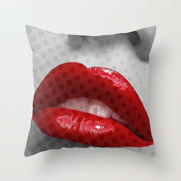 RED LIPS Throw Pillow