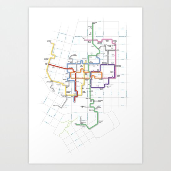 Minneapolis Skyway Map Art Print