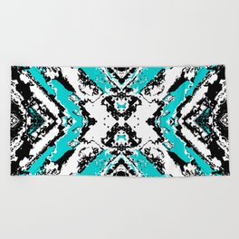 Blue Changes - Abstract black, white and blue Beach Towel