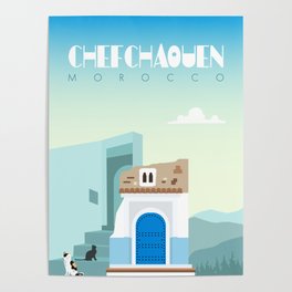 Chefchaouen city Poster, Morocco travel poster, morocco landmark, Visit morocco Poster