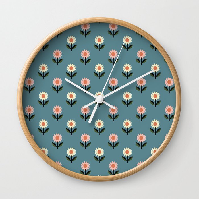 Daisy Field - Blue Wall Clock