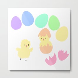 Pastel rainbow Easter eggs and chicken Metal Print | Spring, Chicken, Pastelrainbow, Funnychicken, Easterillustration, Pastelcolors, Easterdecorations, Easterchicken, Giftformomeaster, Cuteeasterart 
