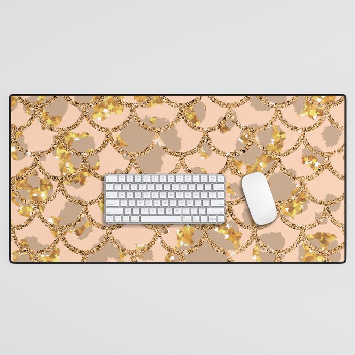 gold and pink - mermaid scales (july 2021) Desk Mat
