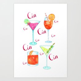 Cin Cin! Cosmo, Aperol, Negroni & Martini Art Print