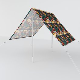 Colorful Floral Pattern On Black Background  Sun Shade
