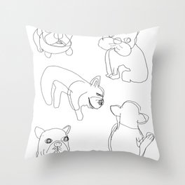 Black and White French Bulldog Frenchie Sketch Throw Pillow