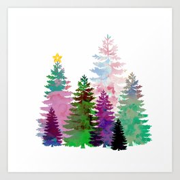Colorful Christmas trees II Art Print