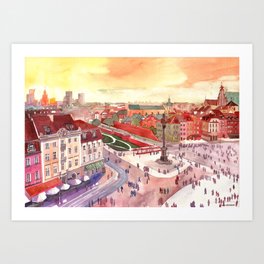 Evening in Warsaw Art Print