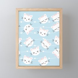 Seamless Pattern Kawaii Cats Framed Mini Art Print