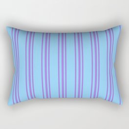 [ Thumbnail: Purple & Light Sky Blue Colored Pattern of Stripes Rectangular Pillow ]