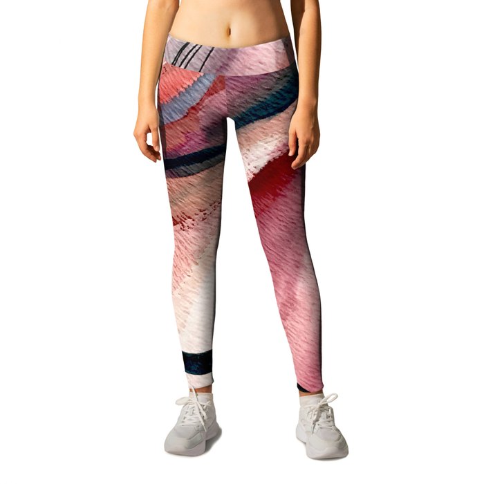 Rollercoaster - a vibrant, mixed media abstract piece in blues, pinks, and purples Leggings