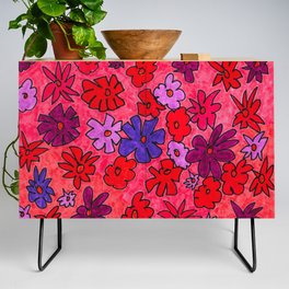 Abstract Coloured Flowers in Vivid Credenza