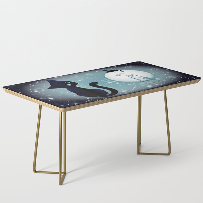 Blue Kitty Dream on the Moon Coffee Table