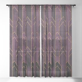 Pretty Purple Plum Geo Crystals Sheer Curtain