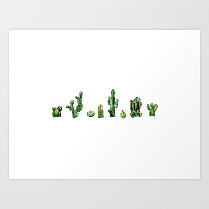 Cactus row Art Print