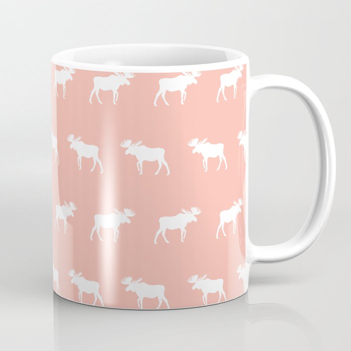 Moose pattern minimal nursery basic peach and white camping cabin chalet decor Coffee Mug