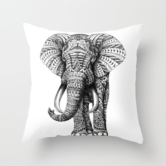 Ornate Elephant Throw Pillow